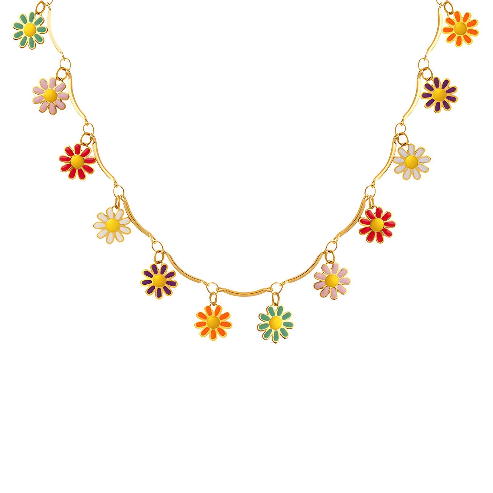 18K gold plated Stainless steel Flowers necklace, Intensity