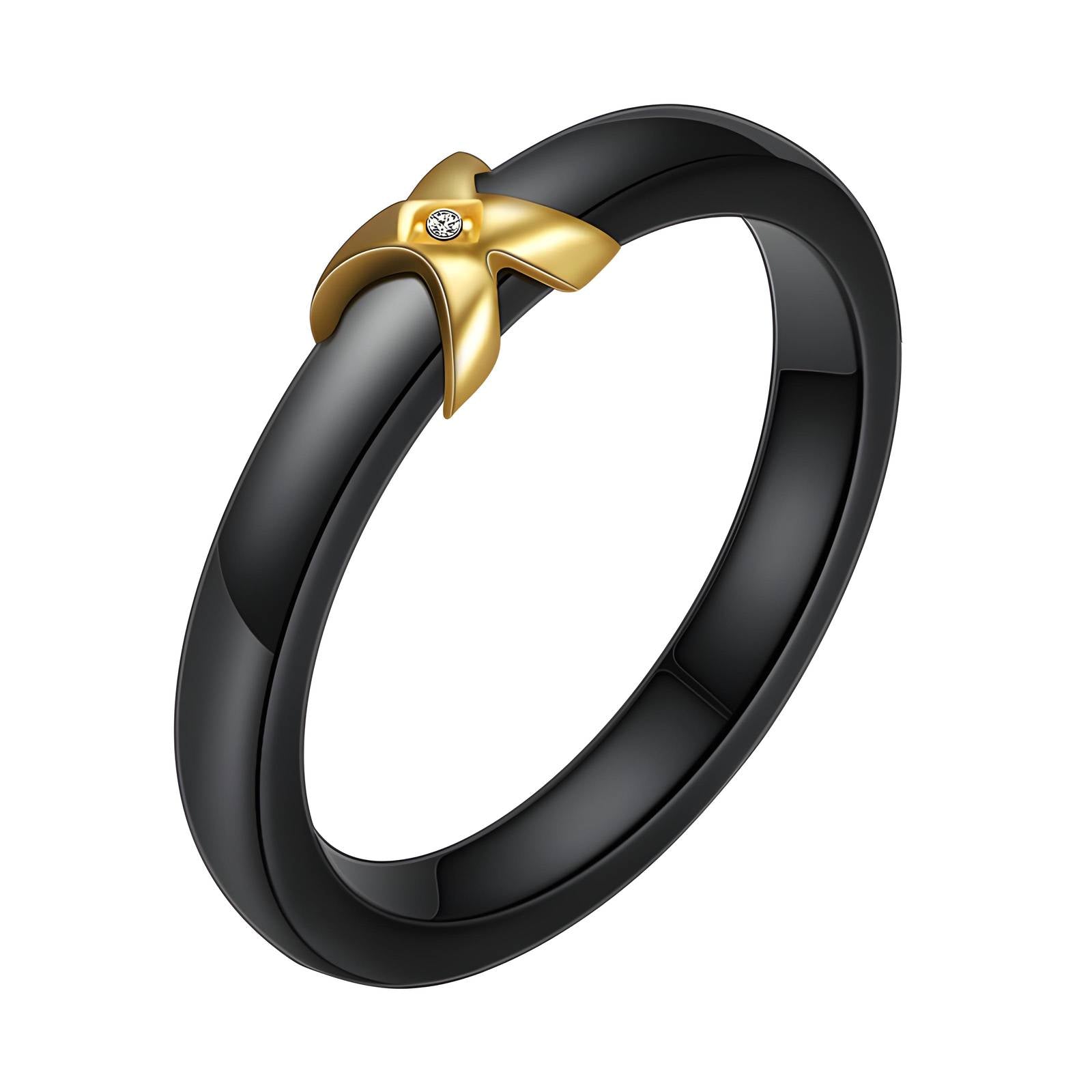 Black 18K gold plated Stainless steel finger ring