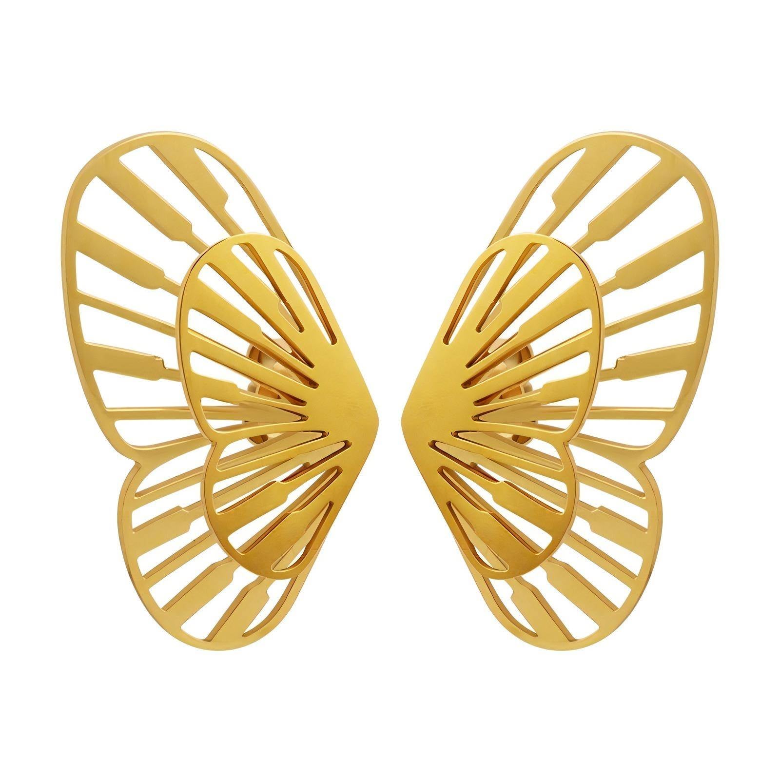 18K gold plated Stainless steel Butterflies earrings, Intensity LuckyEyeU | Modern & Spiritual Jewelry & Accessories