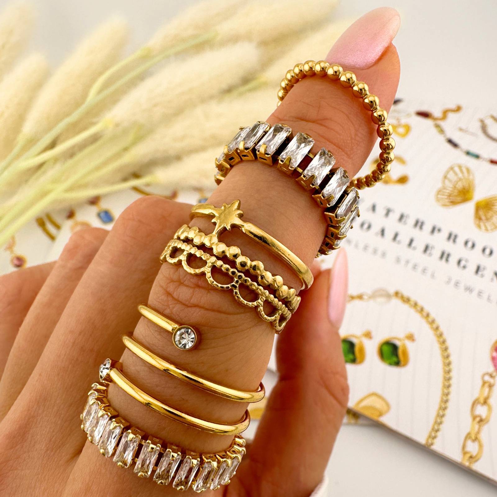 Dainty 18K gold plated finger ring