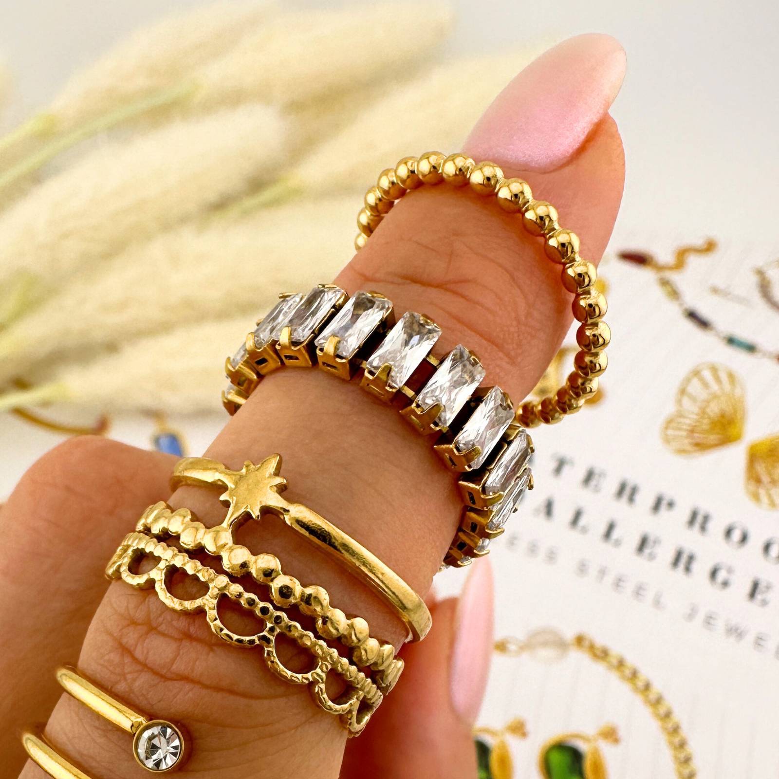 Dainty 18K gold plated finger ring