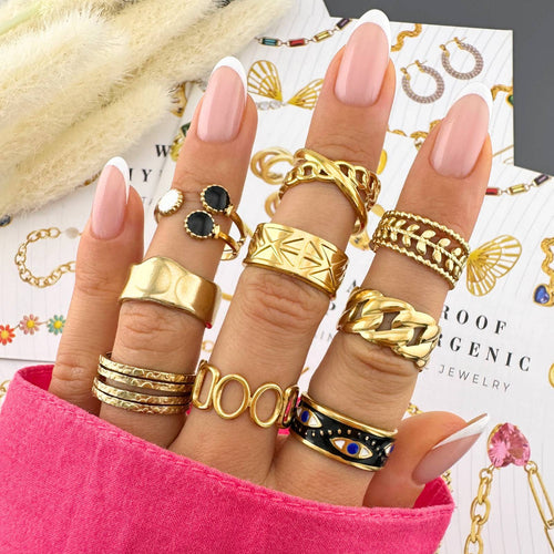 18K gold plated Cross finger ring