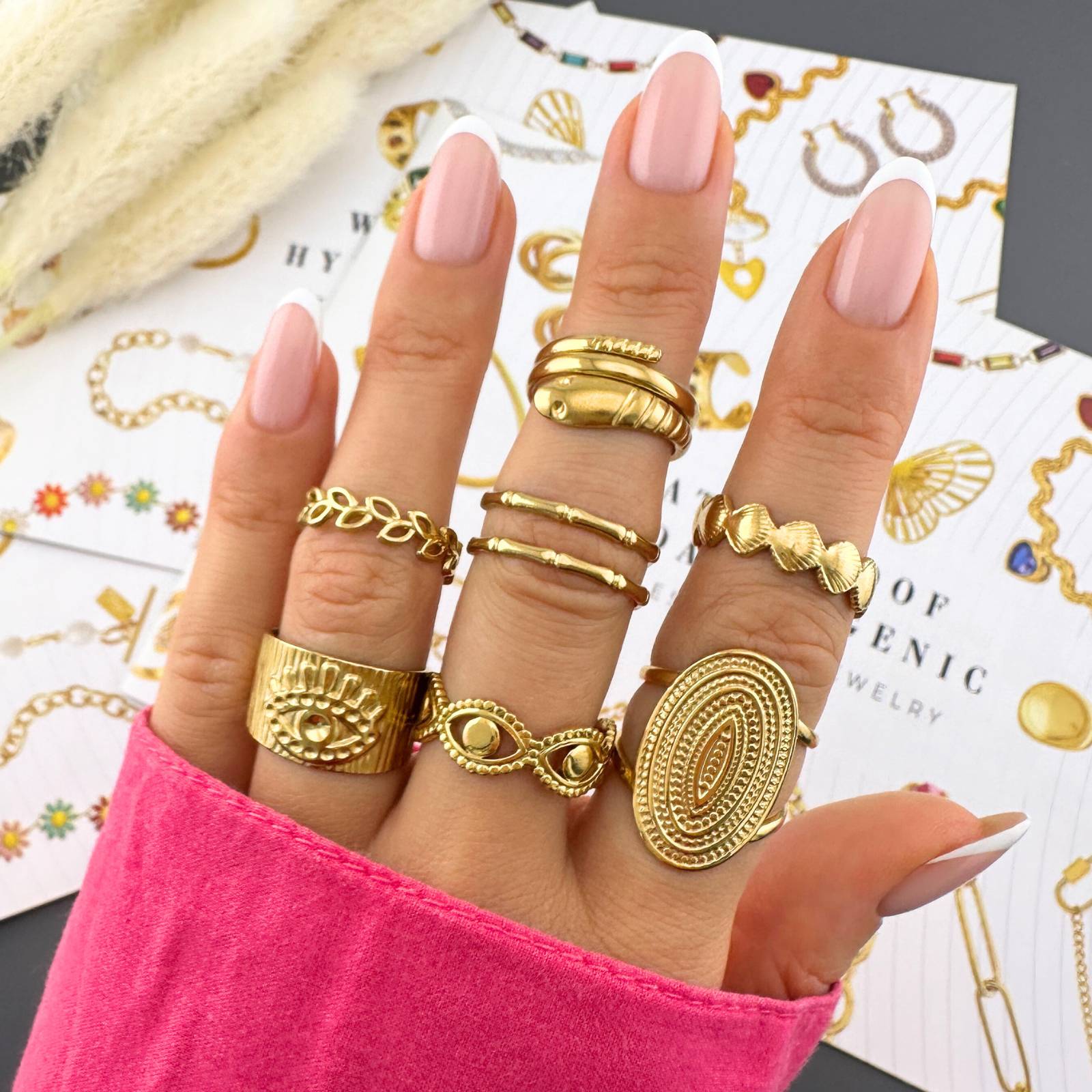 Bamboo  gold plated finger ring