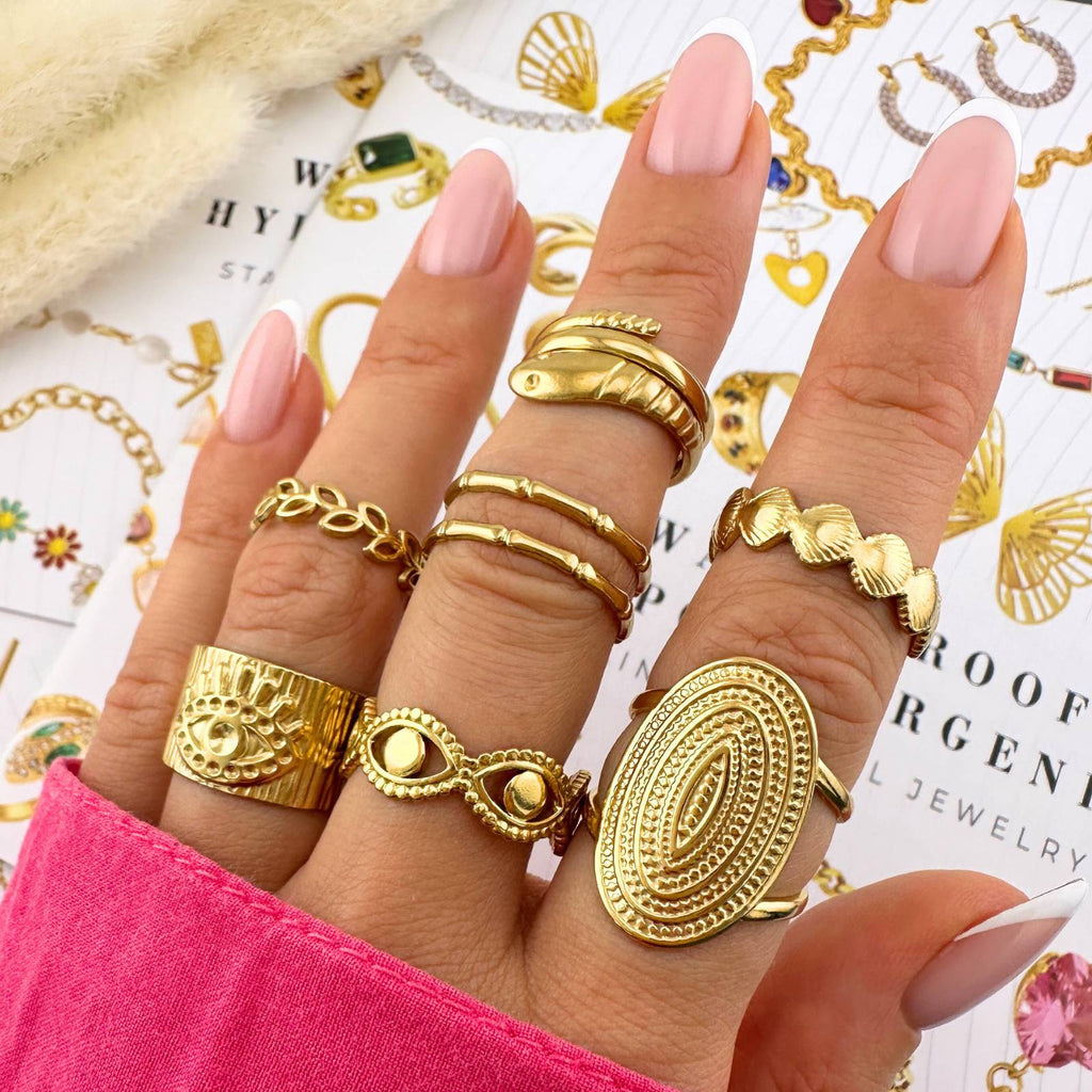 Adjustable  Evil Eye finger ring