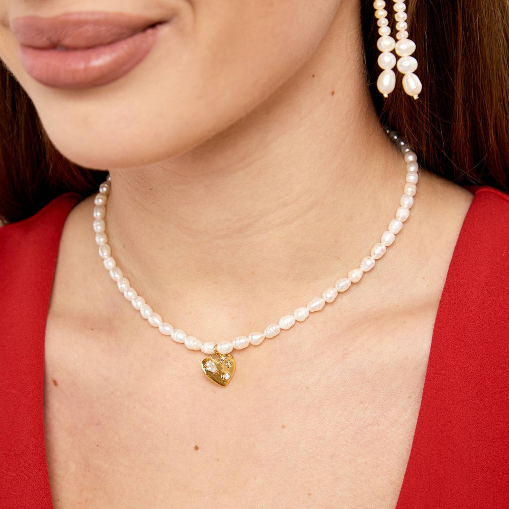 Heart pearl natural freshwater necklace