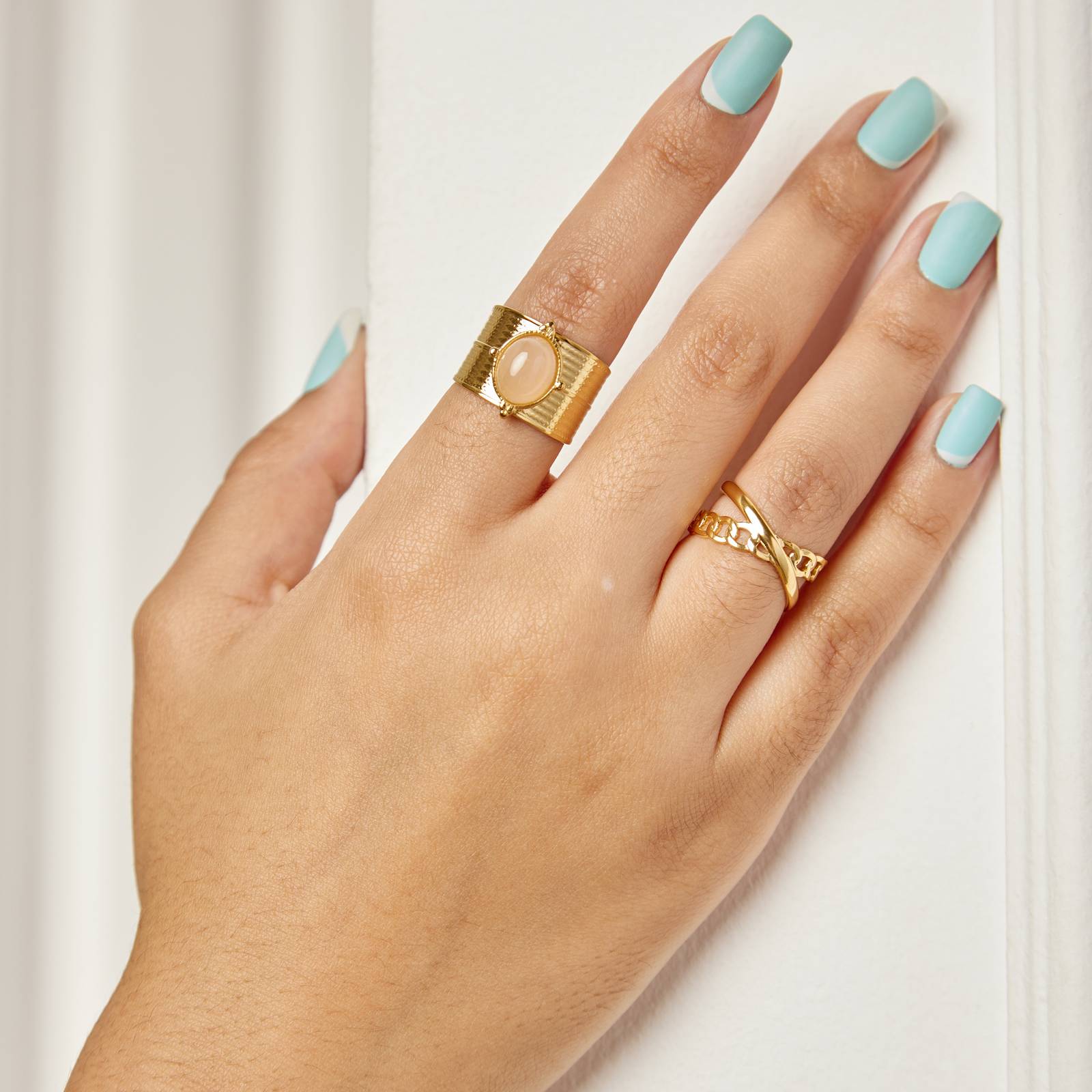 18K gold plated Cross finger ring