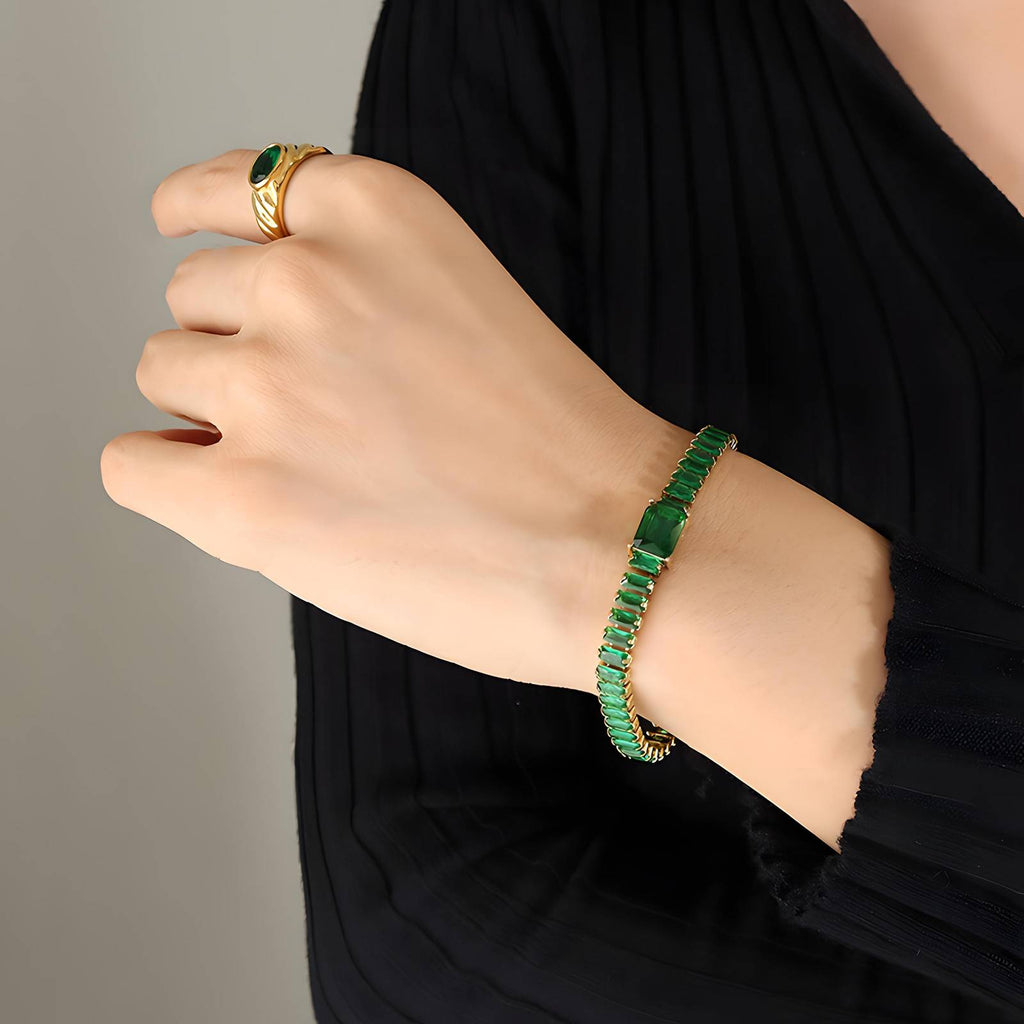 Cubic zirconia 18K gold plated  bracelet