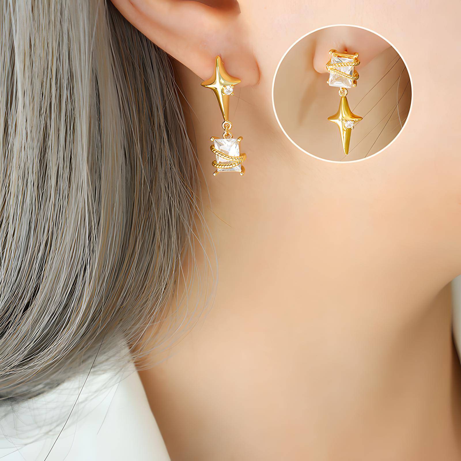 18K gold plated Stainless steel Star earrings, Intensity LuckyEyeU | Modern & Spiritual Jewelry & Accessories