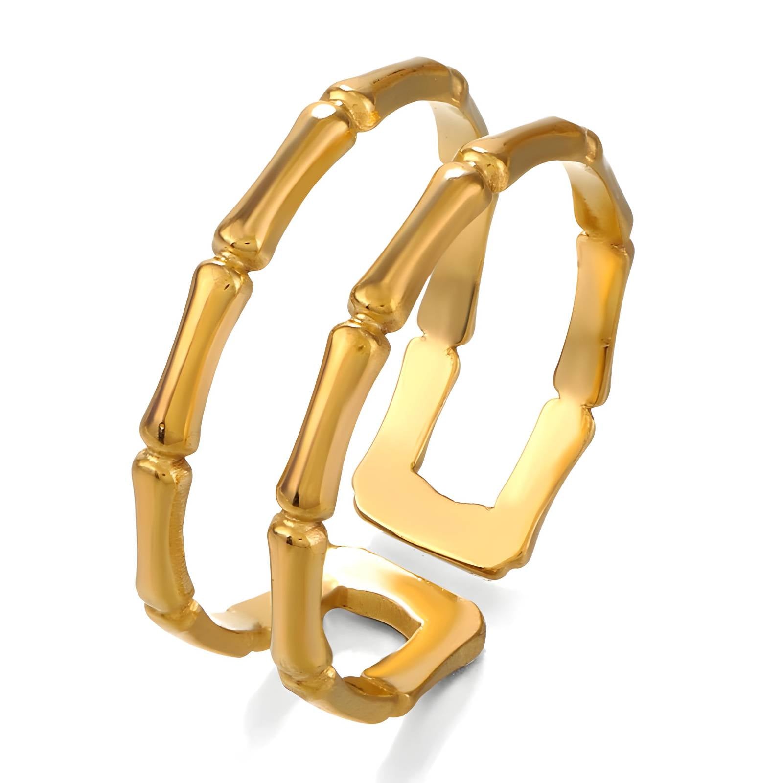 Bamboo  gold plated finger ring