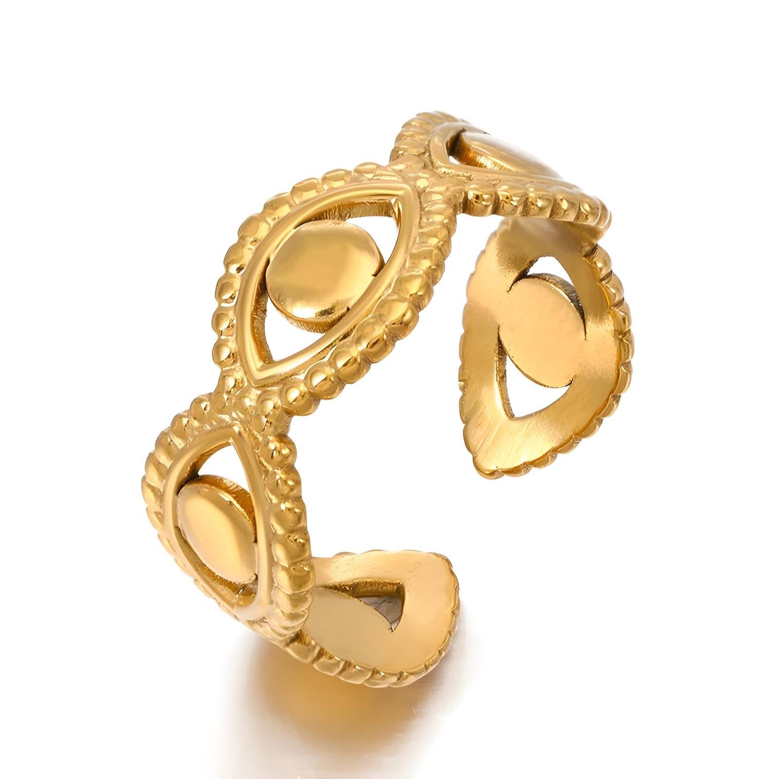 Adjustable   gold Evil Eyes finger ring