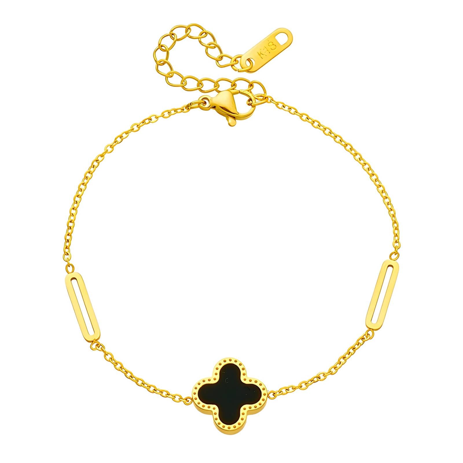 18K gold plated Stainless steel  Four-leaf clover bracelet, Intensity