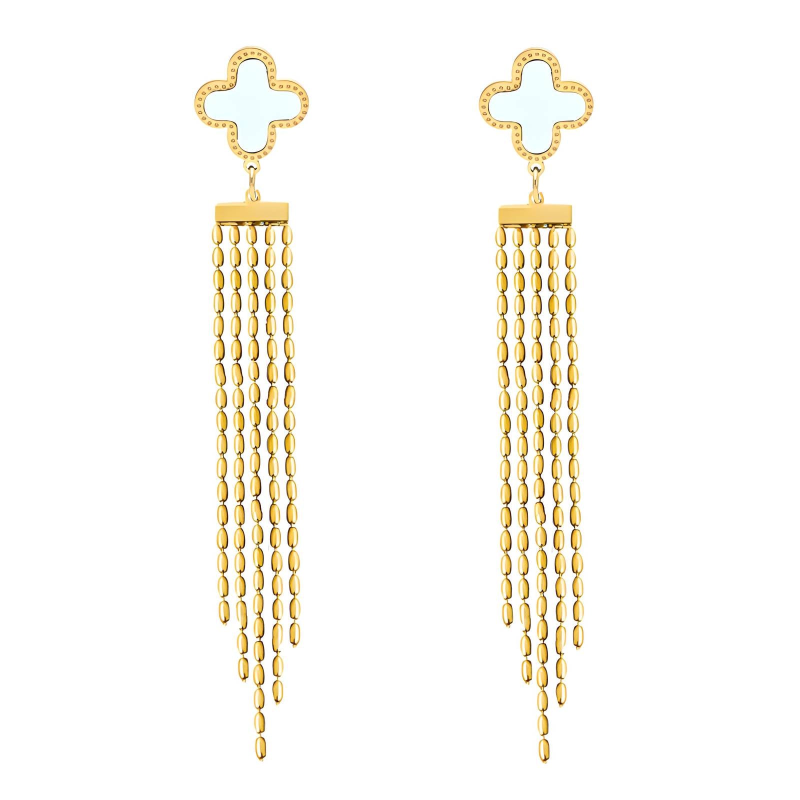 18K gold plated Stainless steel Four-leaf clover earrings, Intensity LuckyEyeU | Modern & Spiritual Jewelry & Accessories