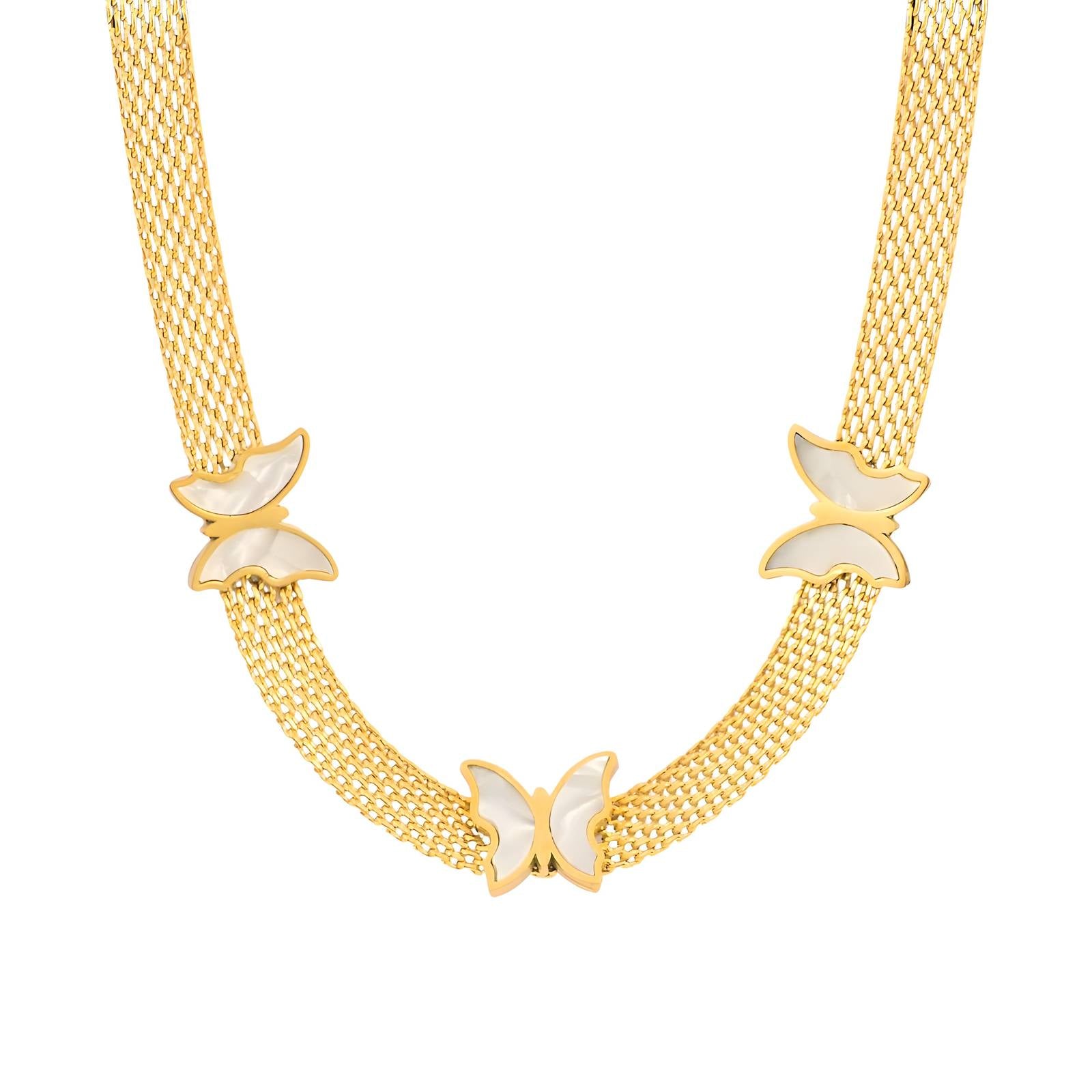 3 Butterflies 18K gold plated necklace