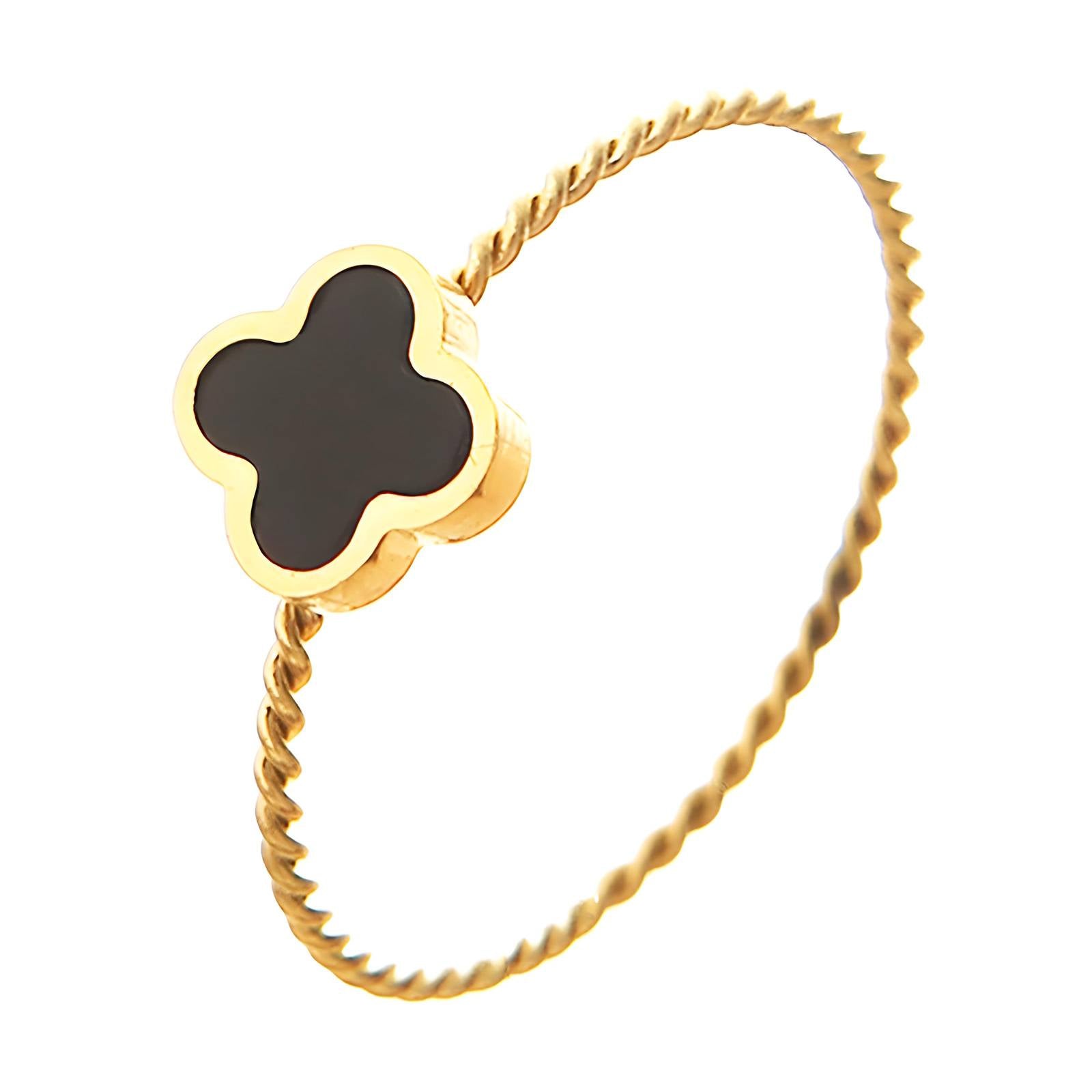 Black Four-leaf clover finger ring