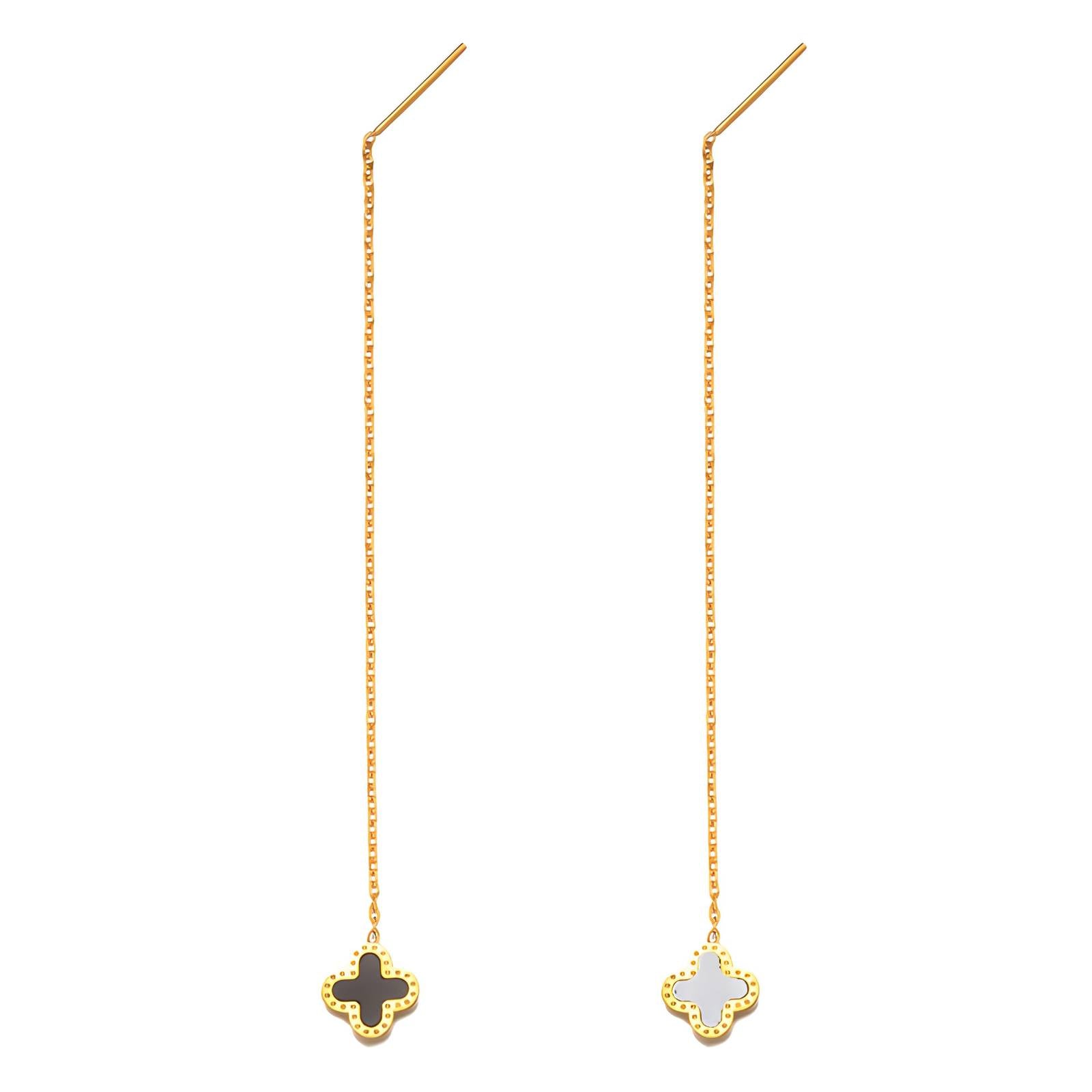 18K gold plated Stainless steel Four-leaf clover earrings, Intensity LuckyEyeU | Modern & Spiritual Jewelry & Accessories