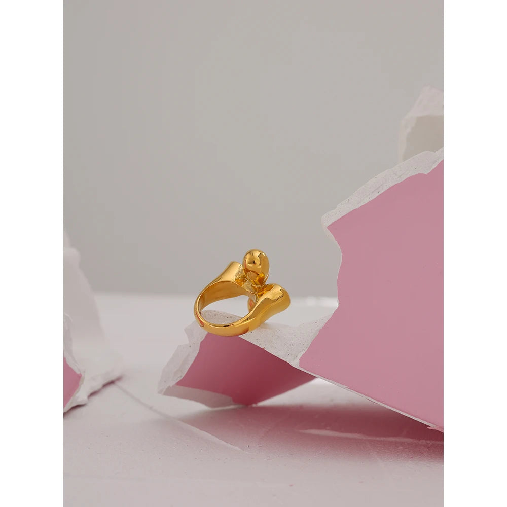 18K Metallic Texture Statement Ring