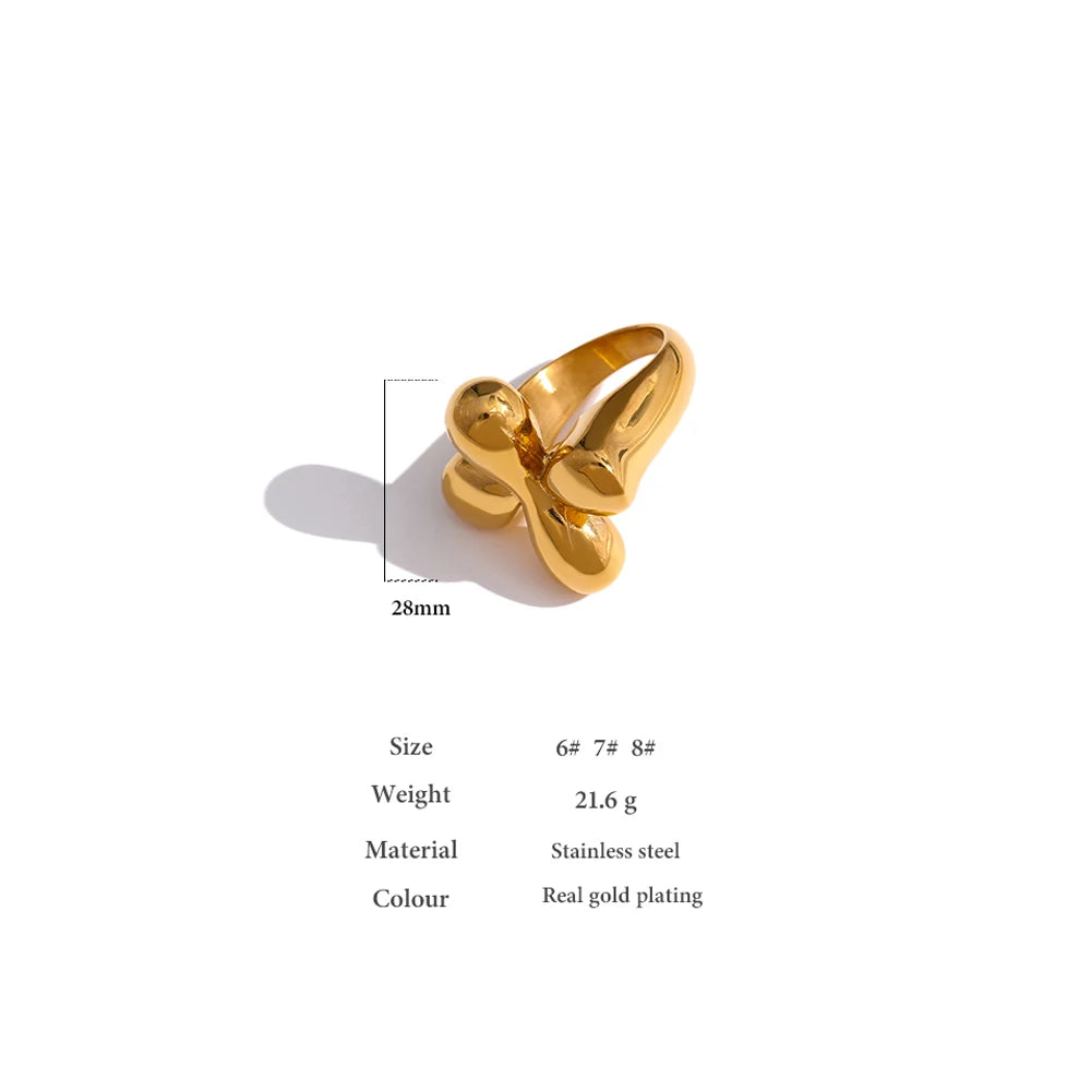 18K Metallic Texture Statement Ring