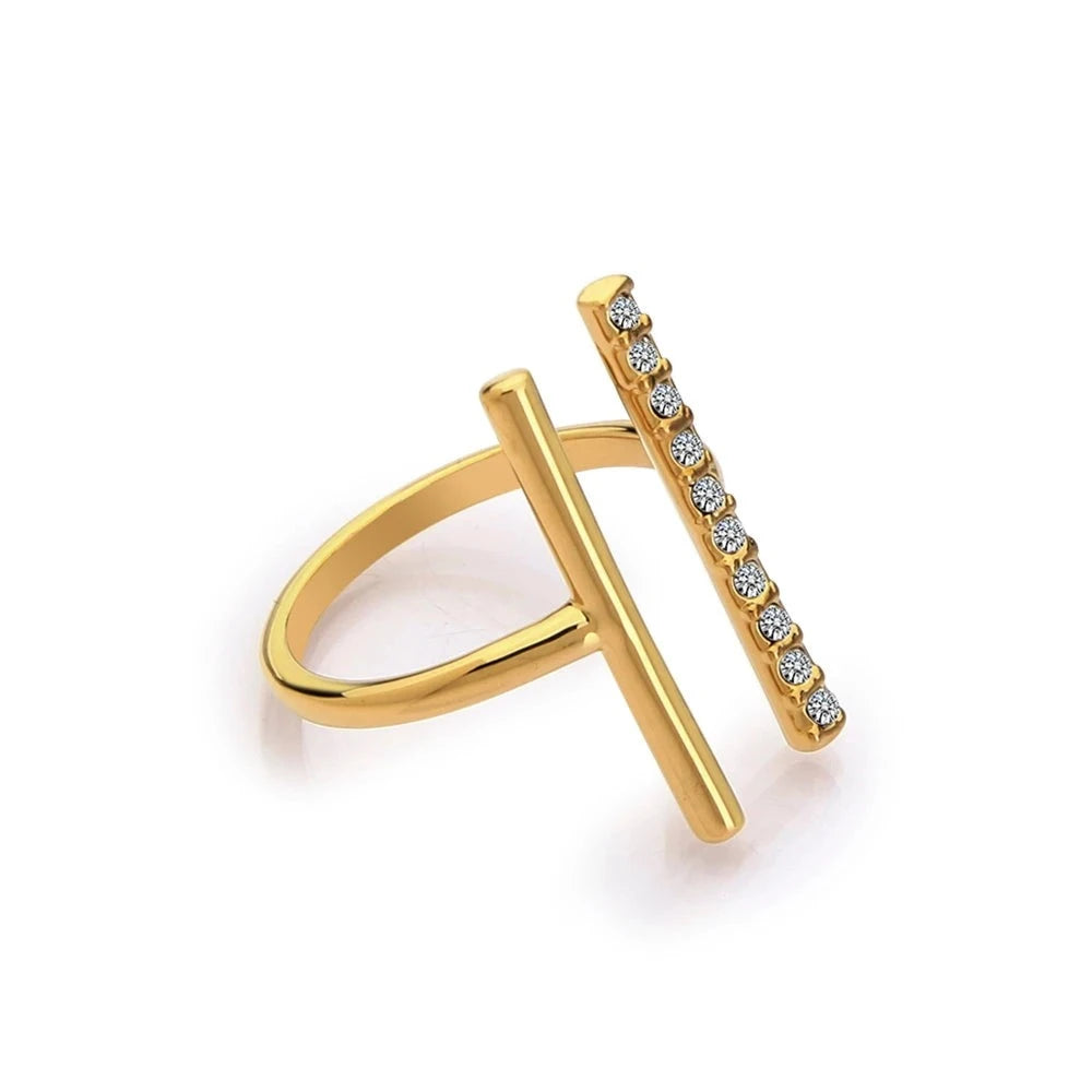 Parallel Lines Midi Crystal Gold Knuckle Ring