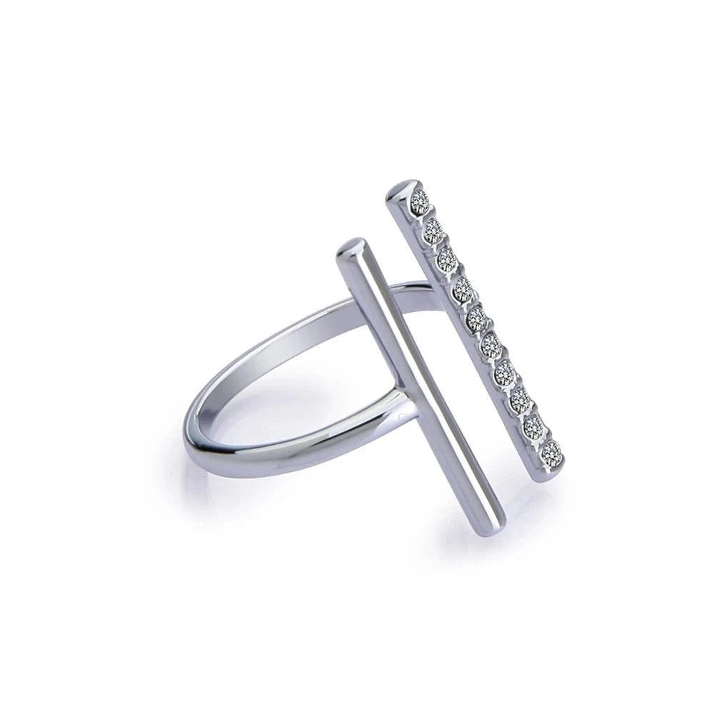 Parallel Lines Midi Crystal Gold Knuckle Ring