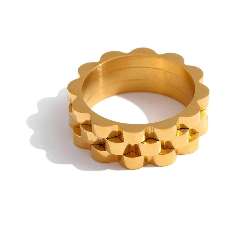 Chic Golden Metal Texture Women's Ring