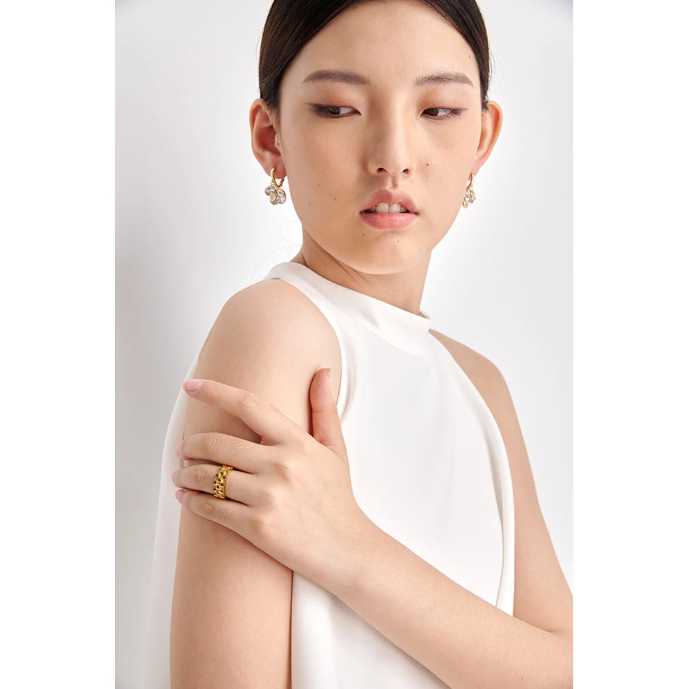 Chic Golden Metal Texture Women's Ring
