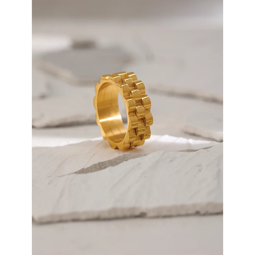 Chic Golden Metal Texture Women's Ring