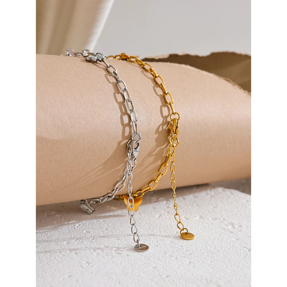 Enamel Butterfly Anklet - 18K PVD Plated