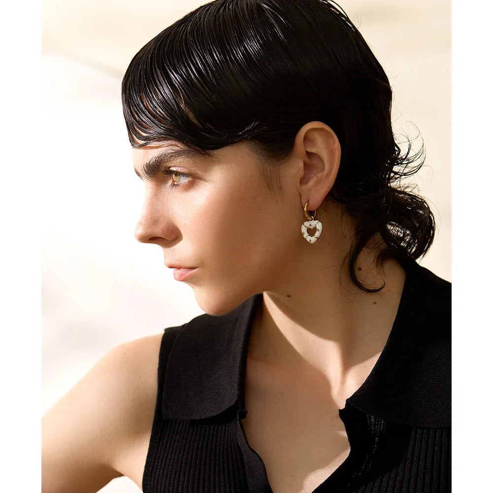 Heart Drop Hoop Earrings - Zircon Charm Jewelry