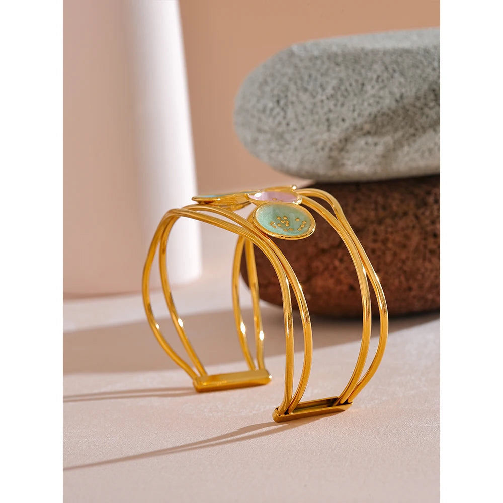 Colorful Enamel Open Bracelet Bangle