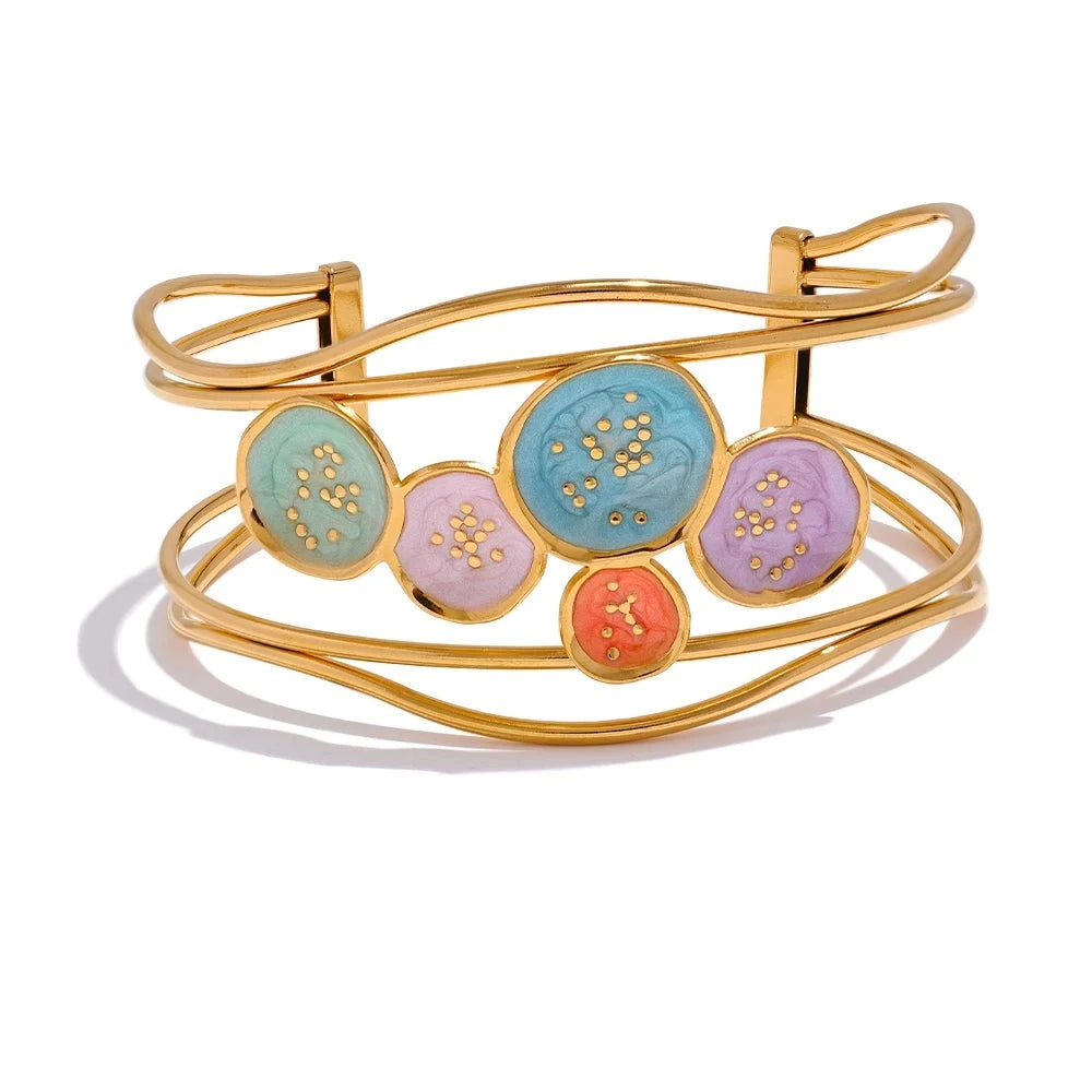 Colorful Enamel Open Bracelet Bangle