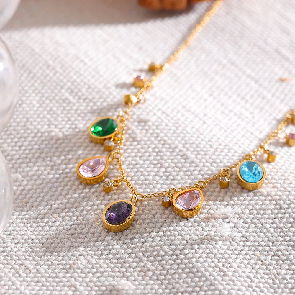 Luxury Colorful Cubic Zirconia Necklace