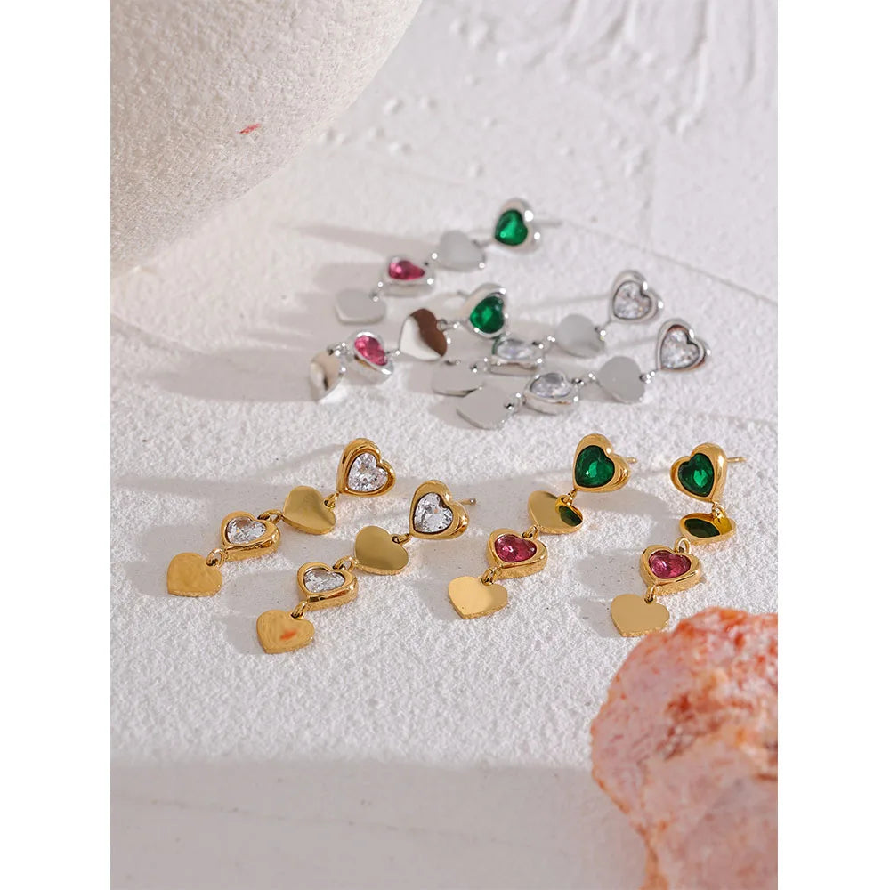 Heart Drop Dangle Earrings