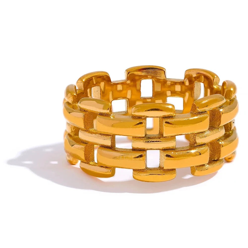 Statement Charm Jewelry - Geometric Gold Ring