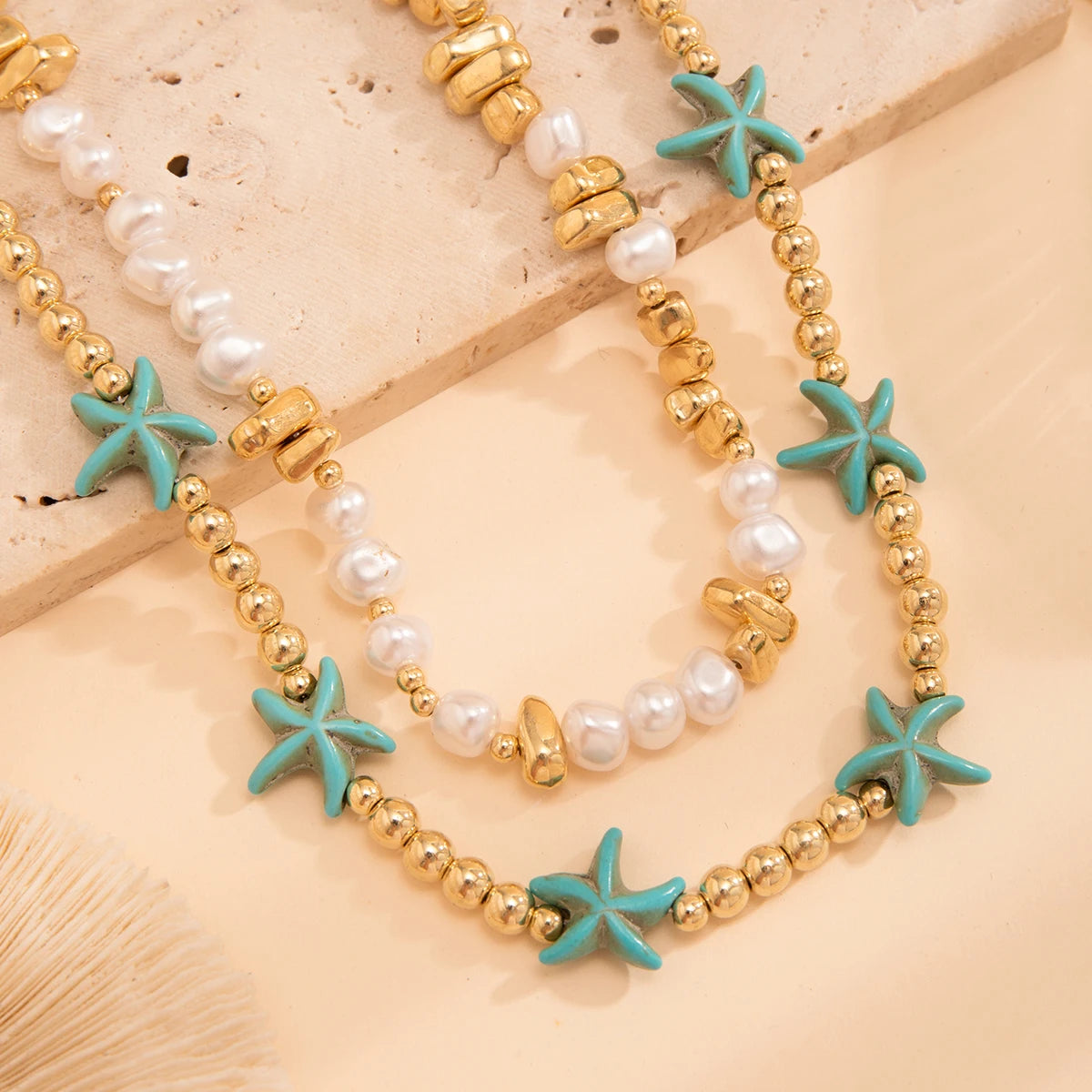 Boho Ocean Blue Starfish Necklace