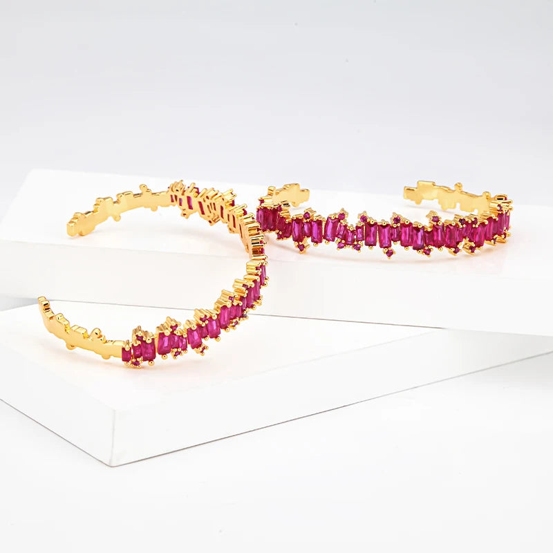 Luxury Purple Cubic Zirconia Bracelet - Gold Color