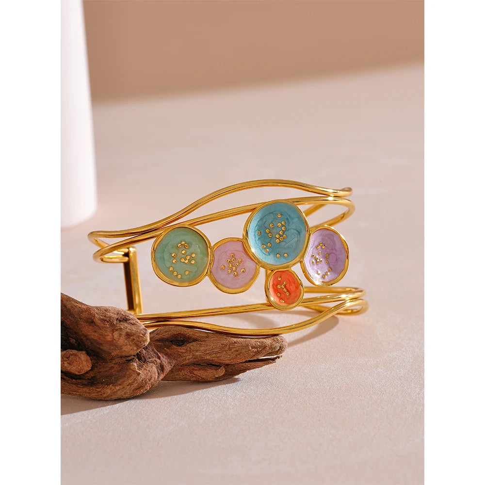 Colorful Enamel Open Bracelet Bangle