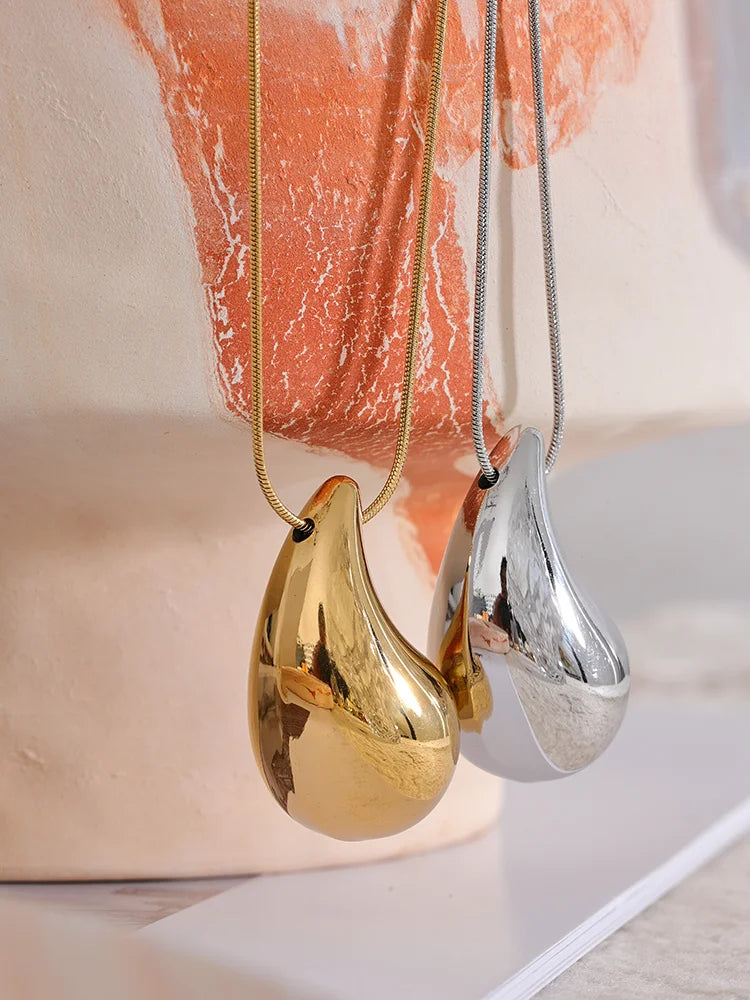 Gold Water Drop Stud Earrings