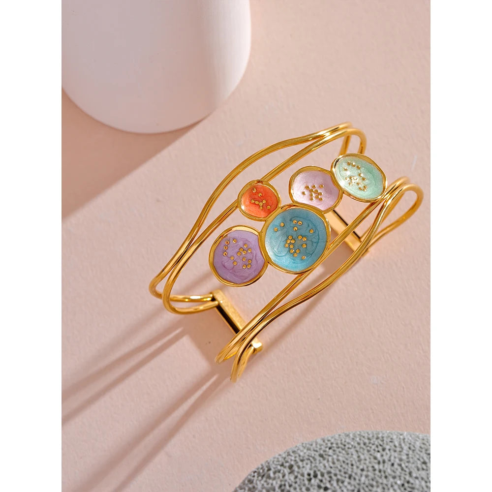 Colorful Enamel Open Bracelet Bangle
