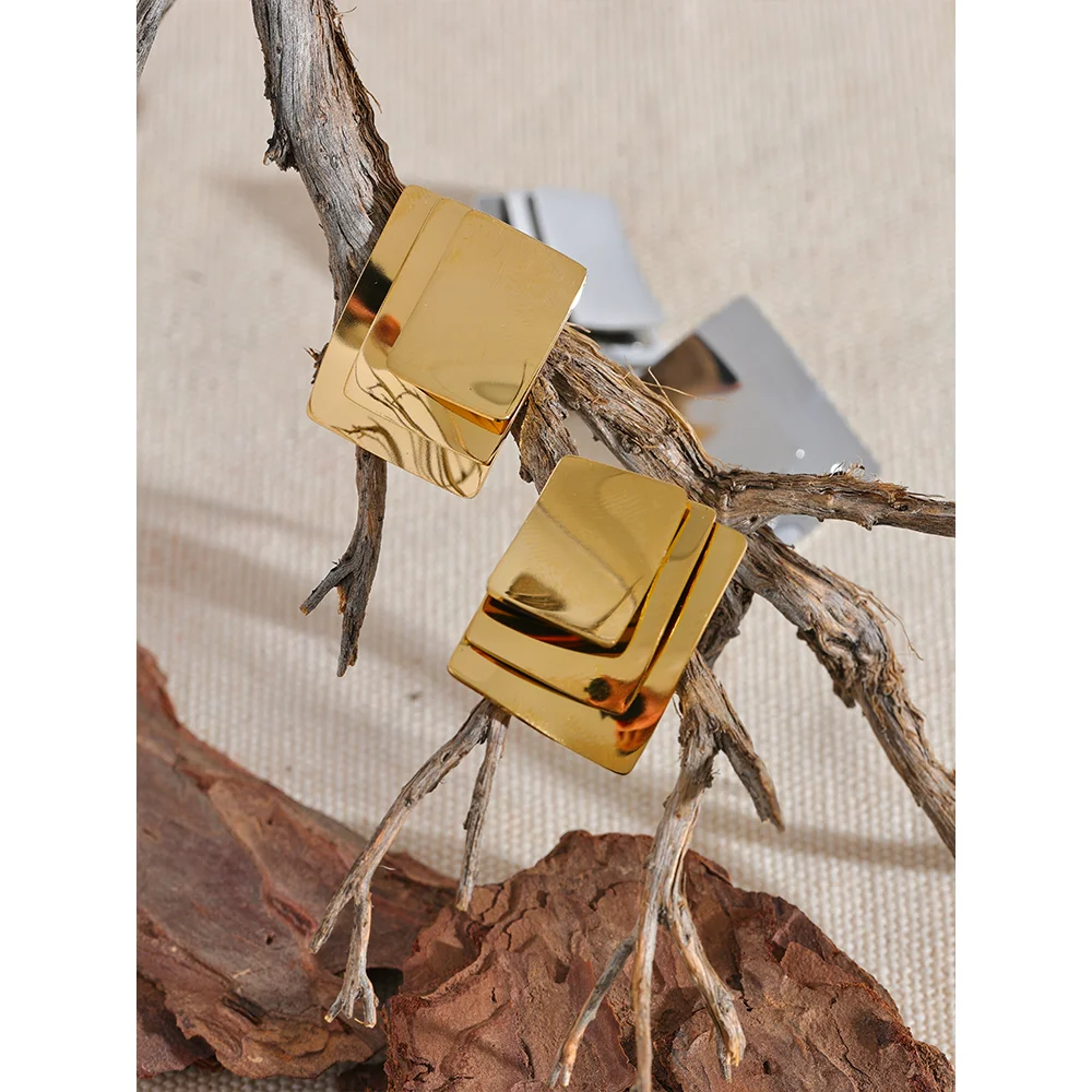 Stylish Square Layered Stud Earrings