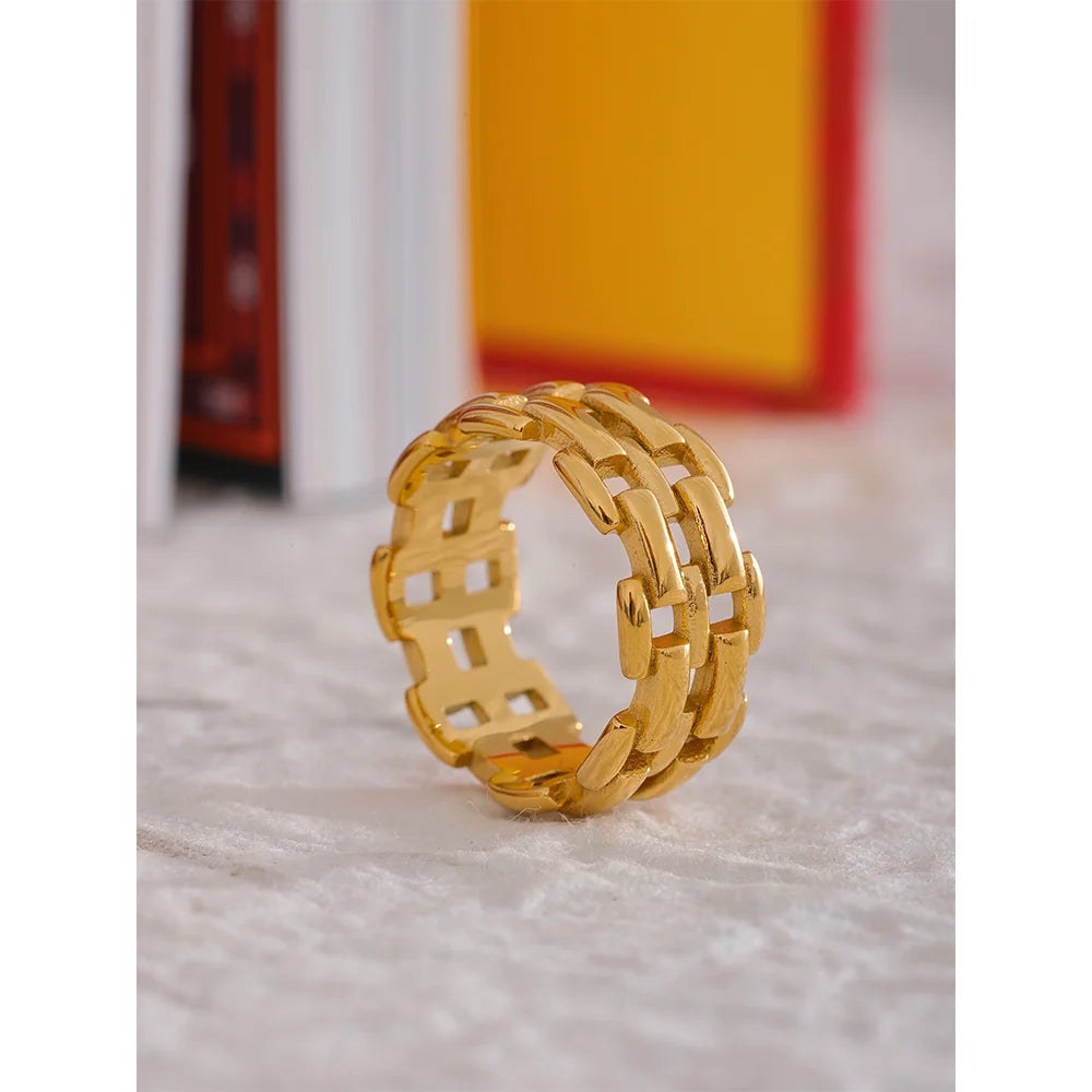 Statement Charm Jewelry - Geometric Gold Ring