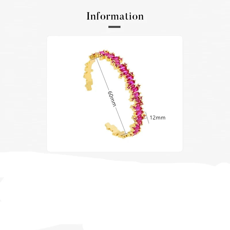 Luxury Purple Cubic Zirconia Bracelet - Gold Color
