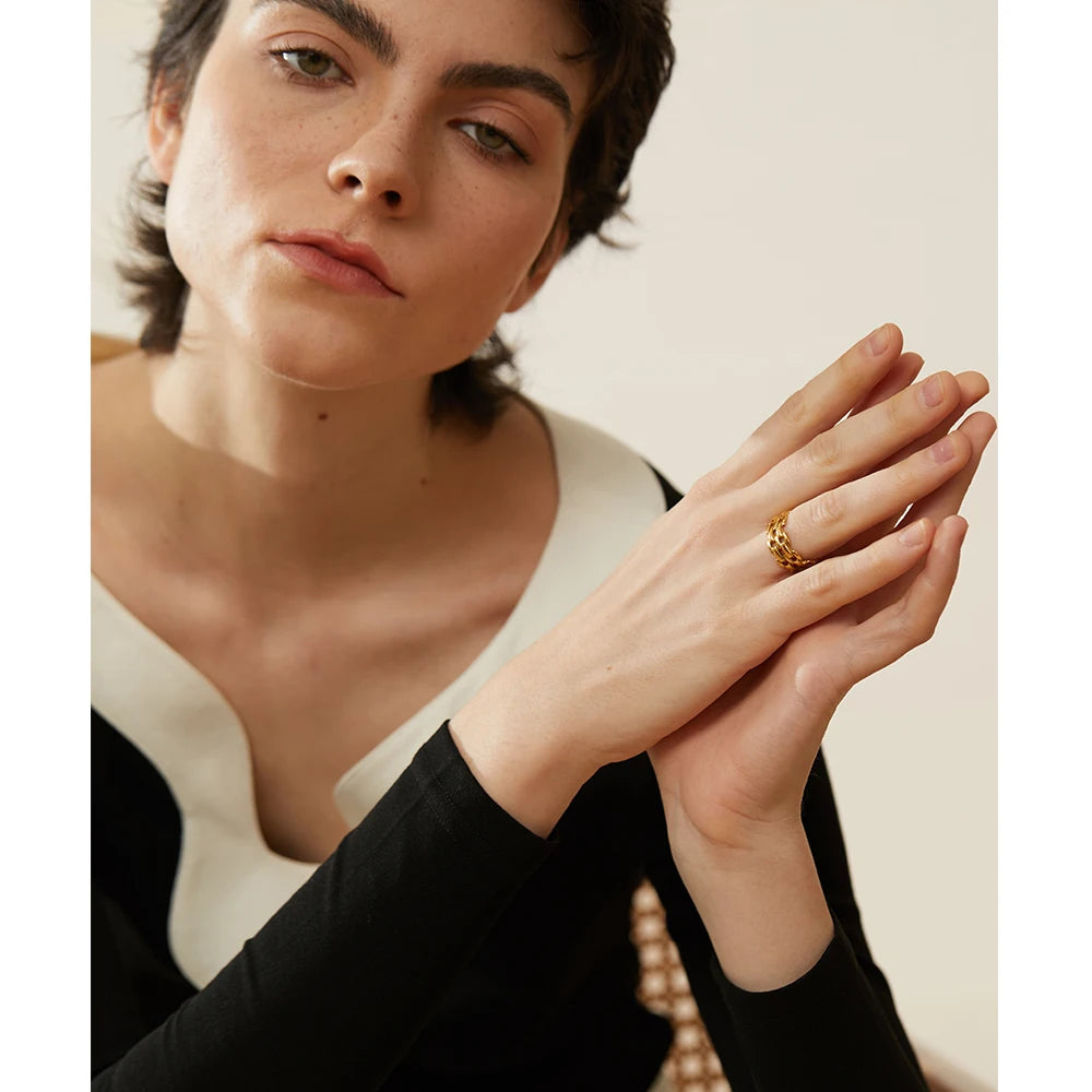 Statement Charm Jewelry - Geometric Gold Ring