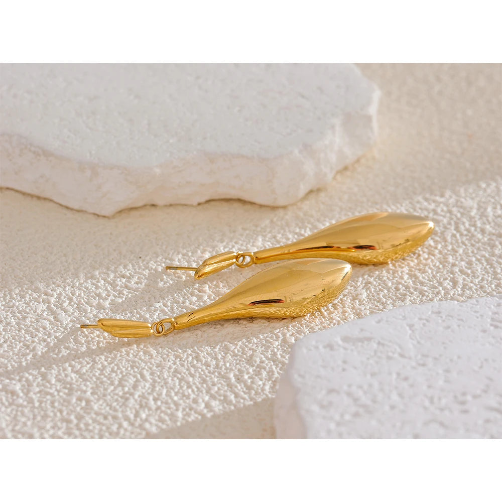Big Metal Water Drop Statement Earrings