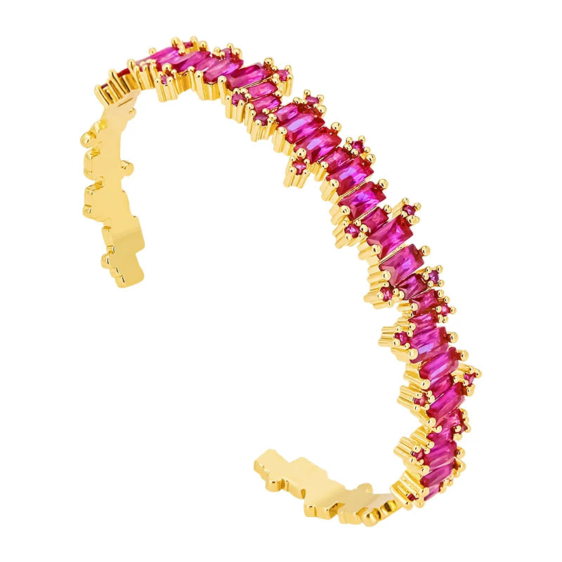 Luxury Purple Cubic Zirconia Bracelet - Gold Color