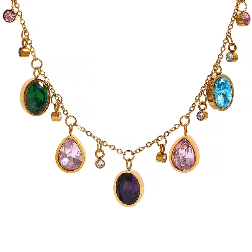 Luxury Colorful Cubic Zirconia Necklace