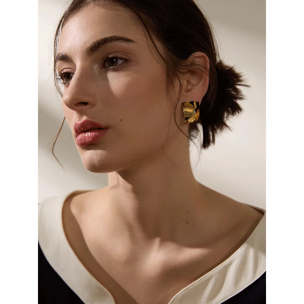 Stylish Square Layered Stud Earrings
