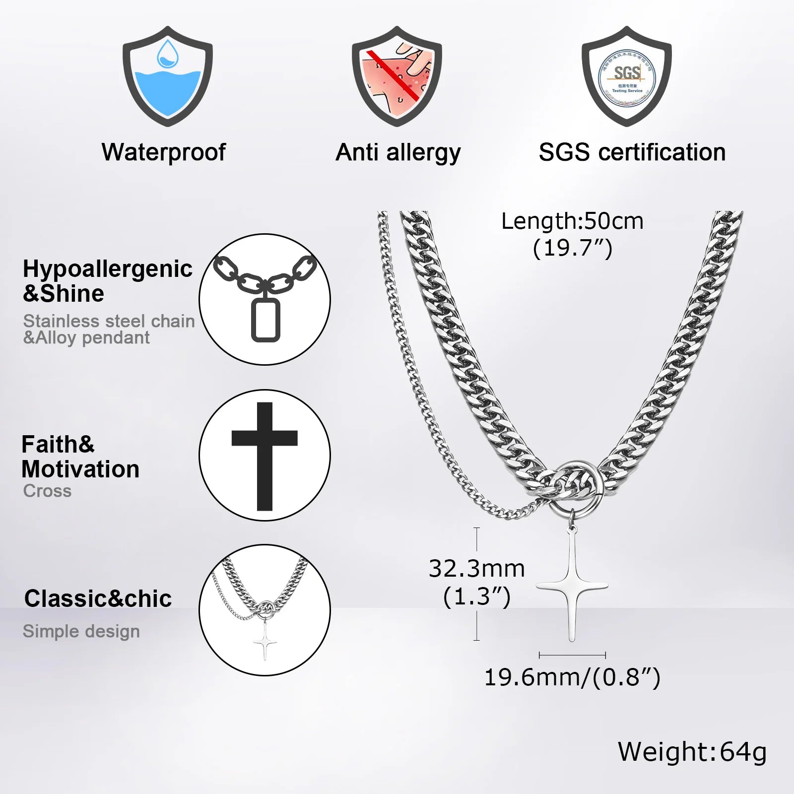 Unveil Love and Faith Cross Pendant Necklace