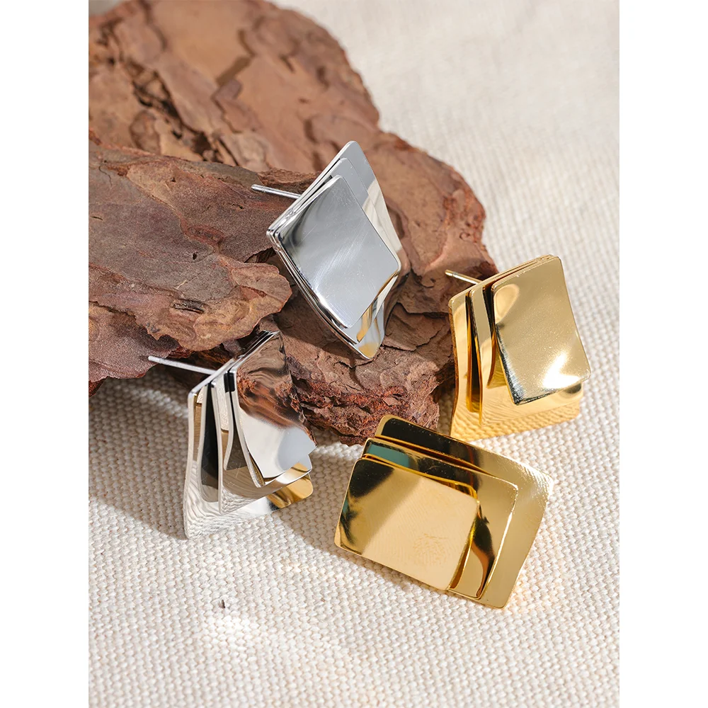 Stylish Square Layered Stud Earrings