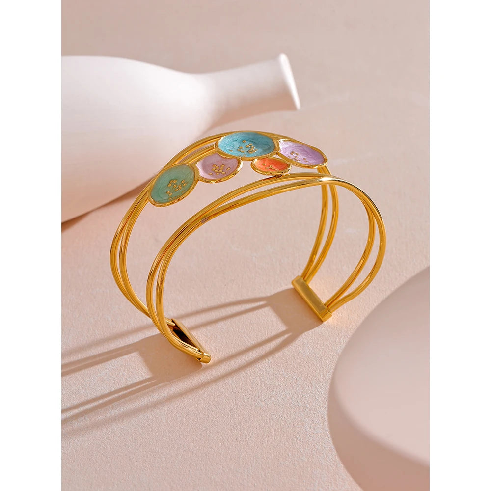 Colorful Enamel Open Bracelet Bangle