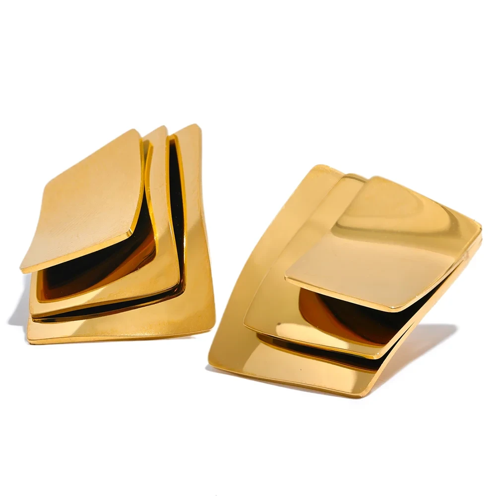 Stylish Square Layered Stud Earrings